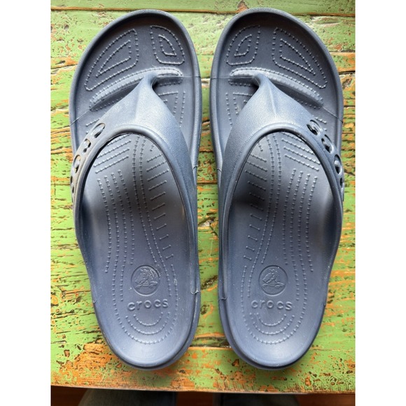CROCS Baja Flip Flops Navy Blue Men's Size 10‎ Womans Size 12 - Picture 1 of 8
